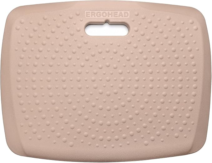3/4 Inch Portable Anti Fatigue Standing Mat with Massage Points, Comfort Foot Standing Pad for Office Desk with Handle, Cushioned Kitchen Mat for Office & Home (Rose Gold, 17" X 22")