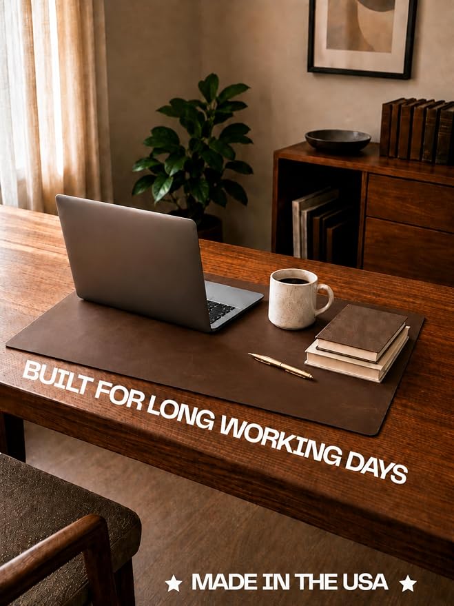 Genuine Leather Desk Pad, Office Desk Mat, Large Desk Blotter, Desk Protector, and Mouse Pad – 31.5" x 15.75" (1.8-2.0 mm) Luggage, Waterproof, Premium Quality for Desk Surface Protection and Comfort
