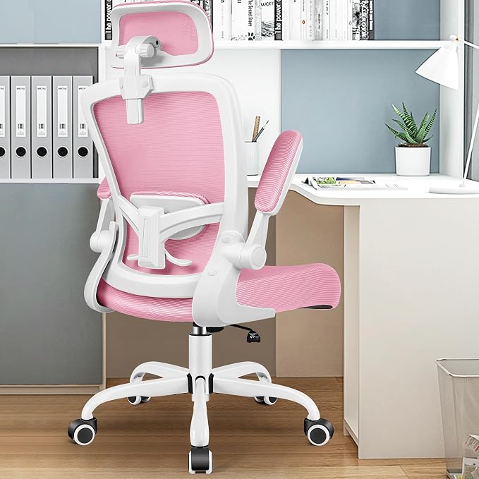 FelixKing Office Chair, Desk Chair with Adjustable Lumbar Support, Ergonomic Computer Chair with High Back and Armrest, Adjustable Height Gaming Chair Home Office Swivel Chair(Pink)