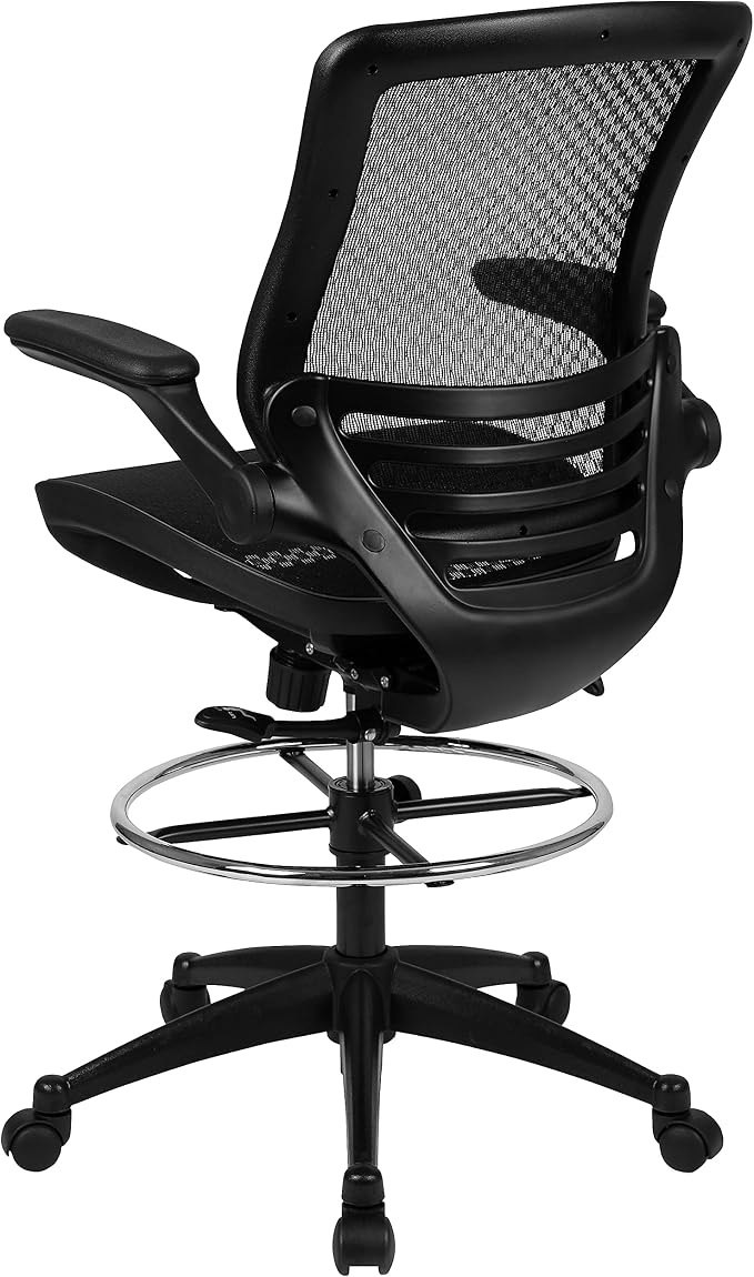 Flash Furniture Waylon Mid-Back Swivel Office Chair with Adjustable Foot Ring and Seat Height, Ergonomic Executive Chair with Armrests, Black