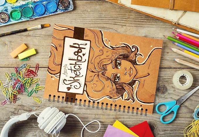 6 Pcs A5 Spiral Notebooks Journal with Kraft Cover, 5x8 Inches, Ruled Lined Paper, for Work, Sketches, Study, Notes Taking, Gifts, Brown (6 PCS(Lined))