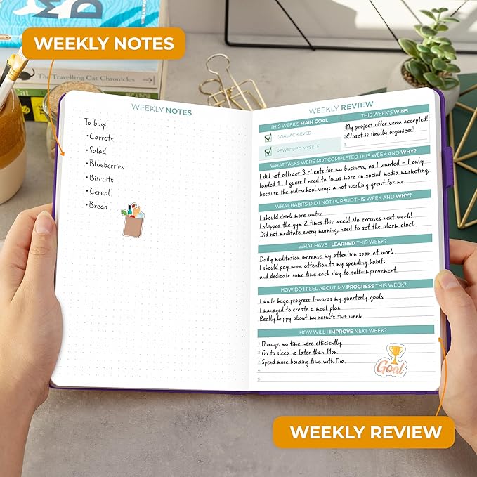 Clever Fox Daily Planner 2nd Edition – Undated Time Block Task Organizer with Hourly Schedule & To-do list – A5, 6 Months (Purple)