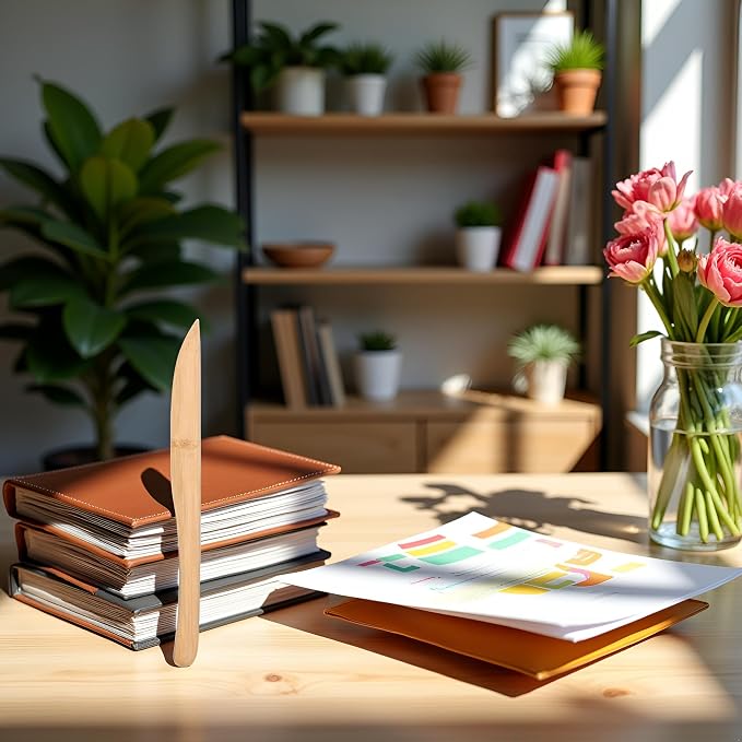 1Pc 25cm-Bamboo Wood-Colored Creative Wood Envelope Opener Handmade Wooden Bookmarks Desk Accessories Slitter Paper Cutting Letter for Home,Letter Openers,Office Products,Cutting and Measuring Devices