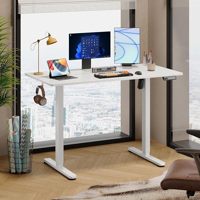 DEVAISE 48 Inch Standing Desk with Split Top, Ergonomic Computer Desk, White