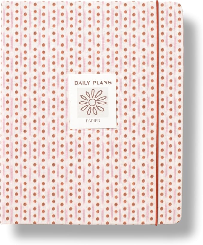 Papier 16-Week Undated Planner | Ikat Stripe Fabric Hardcover | Write Lists, Notes, Goals, Habits, Tasks, Dates, Ideas, Meetings, Appointments | Personal or Work Life Productivity | Concealed Spine