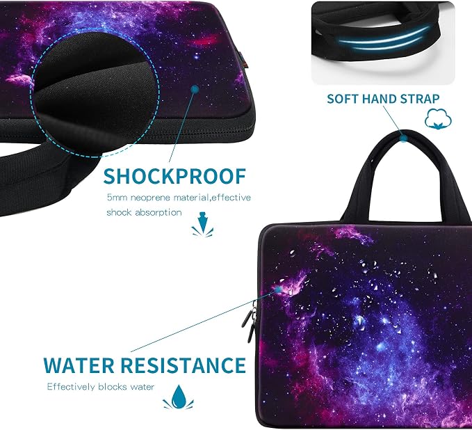 iColor 14 15 15.4 15.6 inch Laptop Bag Sleeve Handle Chromebook Case Protect Pouch Holder Notebook Sleeve Neoprene Chromebook Cover Soft Carrying Travel Case Galaxy ICB-15