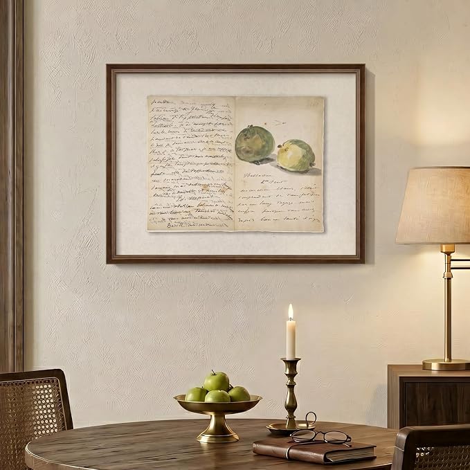 Framed Vintage Neutral Wall Art, Retro French Country Canvas Print Artwork for Walls, Rustic Antique Cottage Core Picture for Farmhouse Living Room Dining Room Bedroom Office Wall Decor, 24x18 Inch