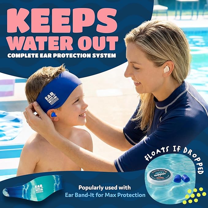 Earvolution Floating Putty Buddies Swim Earplugs - Doctor-Invented, Made in USA, Moldable Premium Silicone Plugs Help Prevent Swimmer's Ear, 3 Pair Pack - Blue/Red/Green