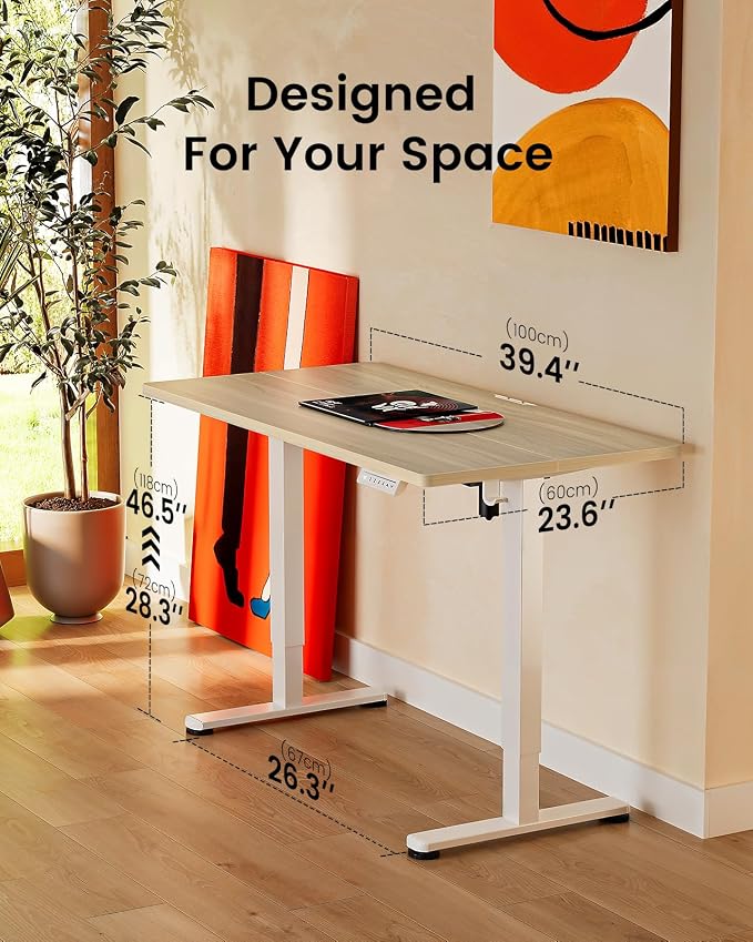 ErGear Height Adjustable Electric Standing Desk, 40 x 24 Inches Sit Stand up Desk, Memory Computer Home Office Desk, Natural