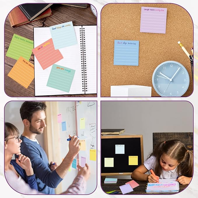 Yinder 12 Pcs Inspirational Sticky Notes Thank You Gift Motivational Sticky Note Pad Employee Appreciation Gift Bulk for Staff Coworker Teacher Nurse Office Groups 3 x 3'' (Inspirational,Simple)