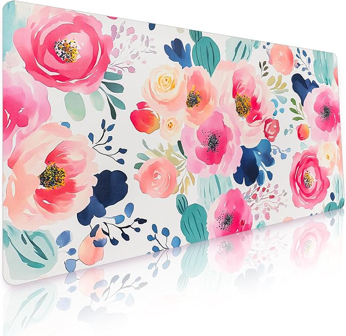 Bloss Flower Desk Mat, Leather Desk Pad, Desk Matt for Desktop, Waterproof Desk Pad Mat, Computer Mat for Office Work/Home/Decor/Desk Protector(35.4 x 15.7 Inches)
