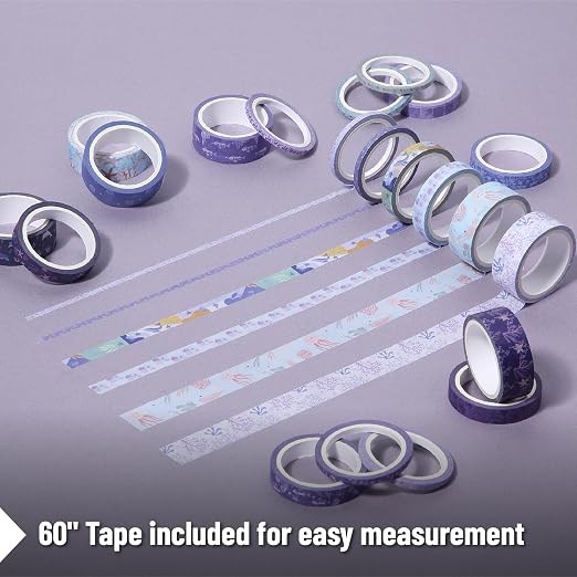 Mr. Pen- Washi Tape Set, 21 Rolls, Assorted Sizes, 5 Yards/Roll | Washi Tape for Scrapbook, Arts, Crafts, Journals and Planners, Tide & Bloom Design