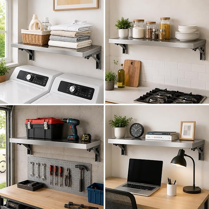 Wall Mounted Folding Table,304 Stainless Steel Wall Folding Desk,Floating Table for wall,Laundry Room Folding Table,Home Bars and Dining Establishments(100x40cm /39.4"x15.7")