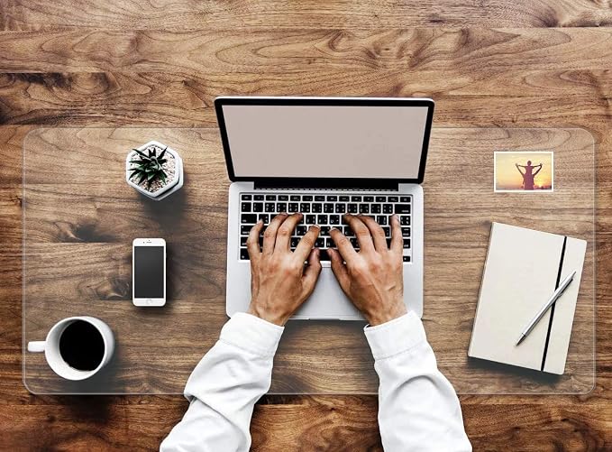 Clear Office Desk Pad Protector 24 X 48 Inch Waterproof & Oil-Proof Desk Pad Mat Anti-Scalding Tablecloth Transparent Table Cover for Coffee Table, Dining Table and Writing Desk (Mouse Pad Included)