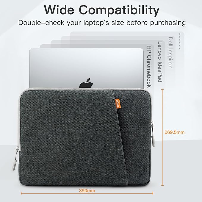 JETech Laptop Sleeve for MacBook Neo (A18 Pro), 14-InchMacBook Air/Pro, MacBook Pro M1-M5 2021-2026, Waterproof Bag Case with Pocket, Compatible with 14 Inch Notebook (Dark Grey)