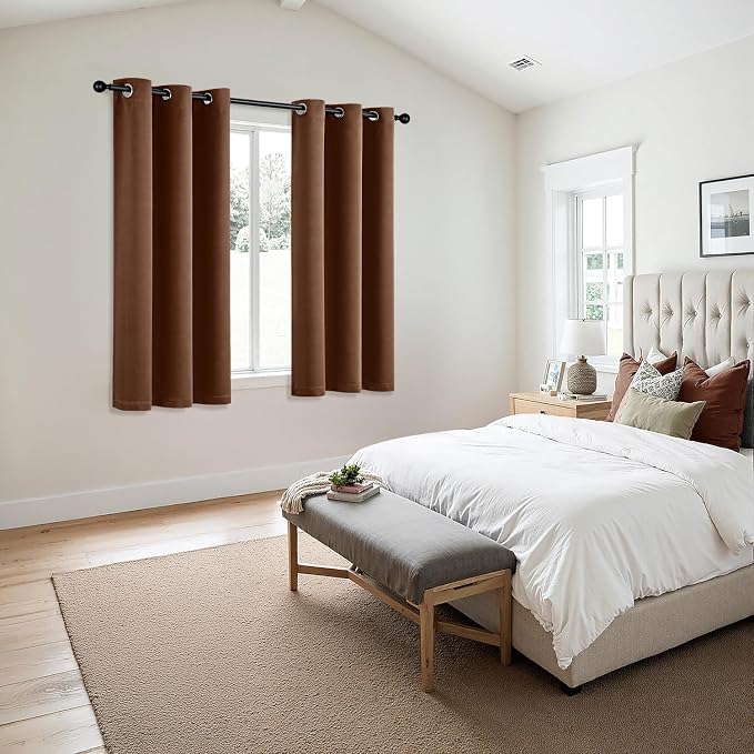 MIULEE Blackout Curtains for Bedroom Living Room 2 Panels, Thermal Insulated Room Darkening Drapes Grommet Noise Reducing Light Blocking Window Treatments 63 Inches Long 40x63 Inch Mocha Brown