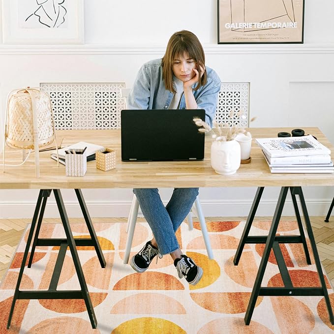 Office Chair Mat for Hardwood Floor, 60"x45" Easy Glide Computer Desk Mat Protector for Rolling Chair Under Desk Rug Nonslip Backing, Machine Wash, (Modern)