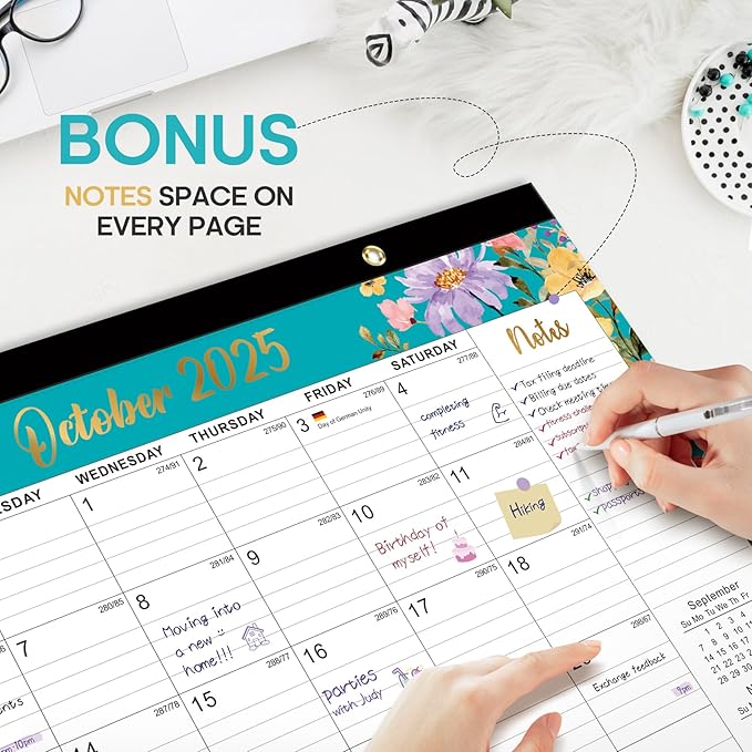 3 Pack of Desk Calendar 2026-2027, 21-Month Calendar Runs Unitl June 2027, Large 17" x 12" Monthly Desktop & Wall Calendar for Home & Office - Floral