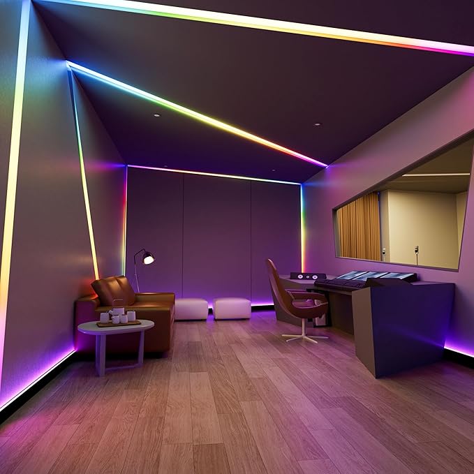 PAUTIX RGB Smart IC COB LED Strip Lights,6.56ft/2m Addressable UL-Listed 24V Chasing Color Flexible Tape Light Multicolor,Work with Alexa/Google Assistant,for Cabinet,TV,Bedroom,Party DIY Decoration
