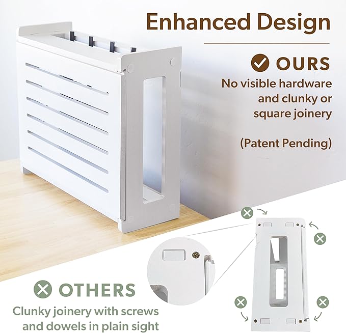 WiFi Router Storage Cabinet Router Box Hider WiFi Box Hider Shelf Cover | Standard • Pine Wood • Black Finish • Seamless Side Panel Design • Fits Routers Up To 11" • Wall Mount Or Desktop Placement