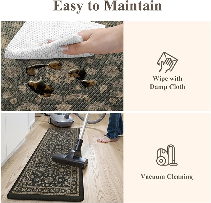 KIMODE Kitchen Floor Mats Anti Fatigue,Cushioned Kitchen Sink Rug | 17.3"x47"+ 17.3"x29",Dark Grey,Memory Foam Ergonomic Standing Mat Waterproof for Laundryroom Sink Home Office
