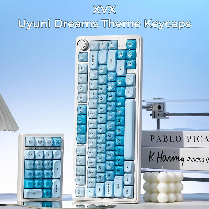 OHY PBT Keycaps, XVX Blue Jelly HOA Profile Key Cap, 132-Key Cute Custom Keycaps (for Mechanical Keyboards with Cherry/Gateron MX Switches)-Uyuni Dreams(ONLY KEYCAPS)