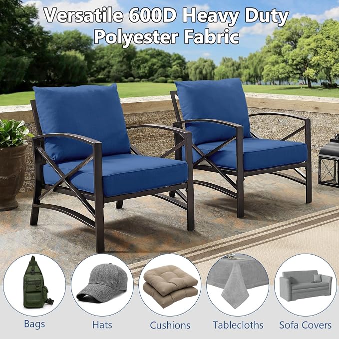 Waterproof Canvas Fabric by The Yard, 58inch 600D Upholstery Fabric Polyester Material Outdoor Water Resistant Material for Sewing Chair Patio Cushion Bag Sofa Seat Repair, 1 Yard Light Blue