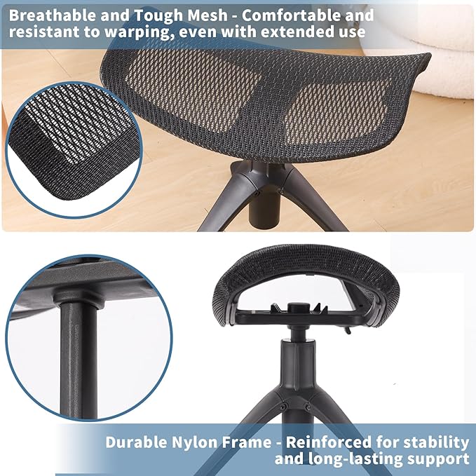 Under Desk Footrest, 2-in-1 Height Adjustable Rotatable Ergonomic Under Desk Foot Rest Ottoman, Rolling Leg Rest Stool with Breathable Mesh and Nylon Frame for Home Office