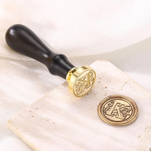 Yoption Traditional Initial Alphabet Wax Seal Stamp with 120 Antique Gold Wax Seal Beads Kit for Wedding Engagement Party Invitation Envelope Christmas Gift Wrap - Letter K