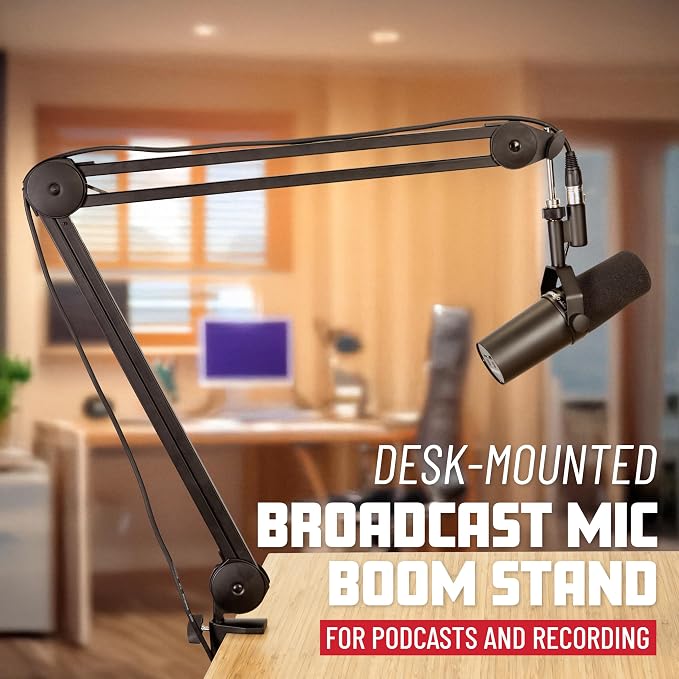 Gator Frameworks Deluxe Spring-loaded Desk-Mounted Microphone Boom Arm for Broadcasts, Podcasts, Content Creation, Live Streaming, & Similar Applications (GFWMICBCBM2000)