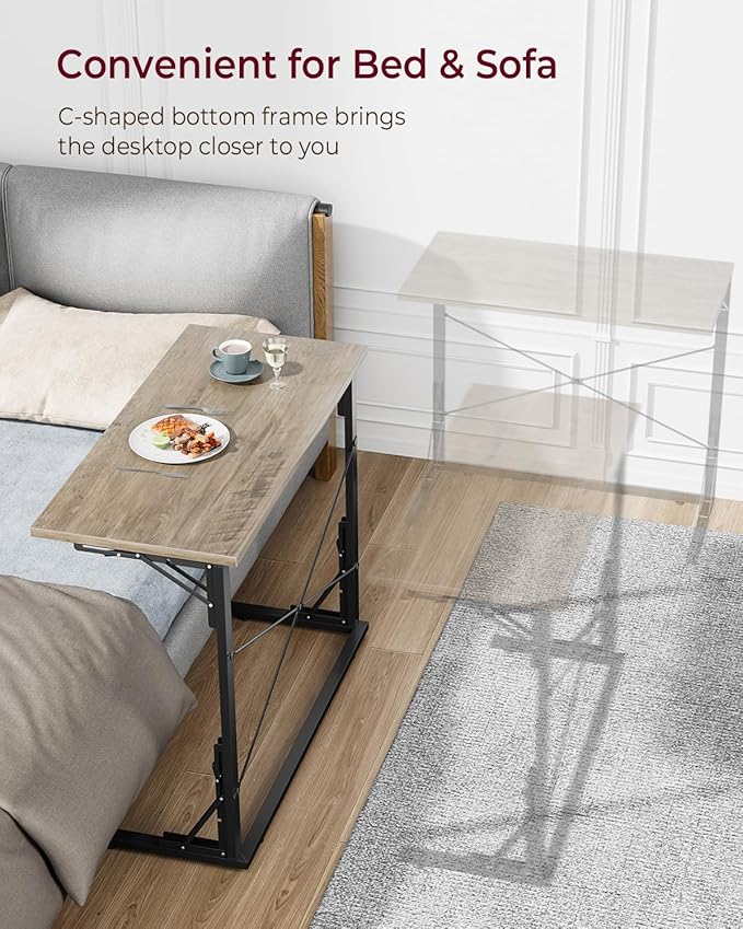 Vantic 31.5" Folding Desk, Foldable TV Tray Table for Eating on Couch, Extra Large TV Dinner Trays, Portable Fold Computer Writing Desk Table for Home Office, Greige