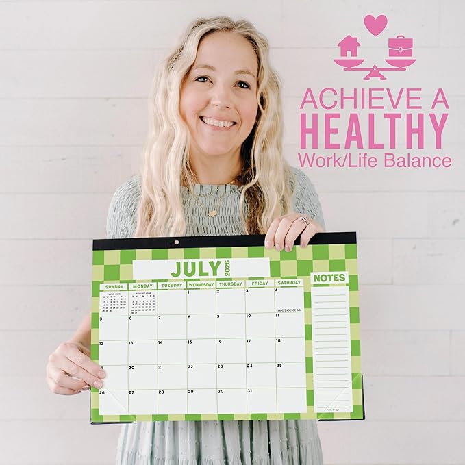 Hadley Designs Large Teacher Desk Calendar 2026-2027 - Desktop Calendar 2026, 18-Month Desk Calendars for Home, Office & Classroom, Cute Classroom Must Haves, Back to School Teacher Gifts