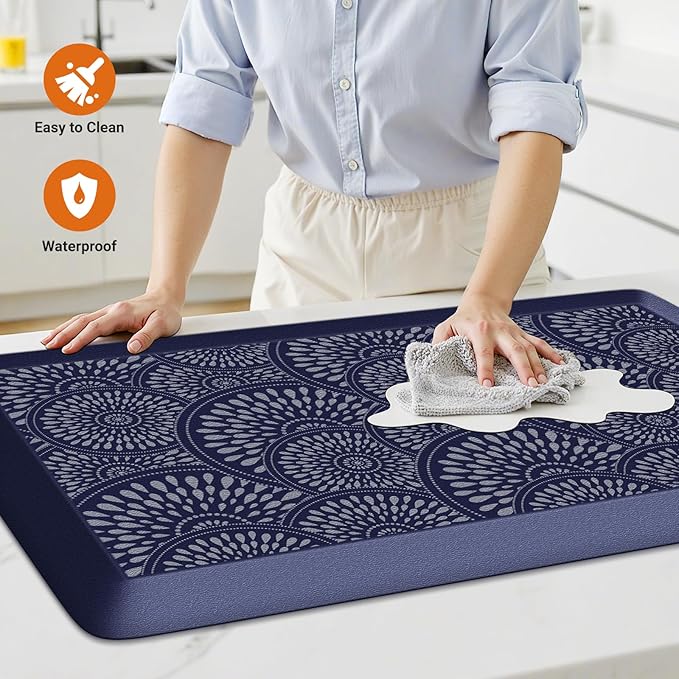 Mattitude 4/5 Inch Kitchen Mat, 20x46in Heavy Duty Ergonomic Comfort Foam Standing Desk Mat, Waterproof Non-Slip Standing Mats and Rugs for Kitchen, Office, Black