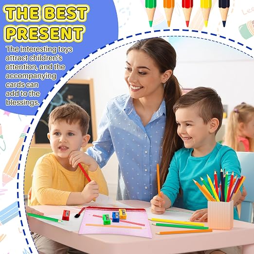 220 Pcs Back to School Gifts Set Mesh Zipper Color Pencil Pencil Sharpener Practical Stationery Gift Set for Back to School Classroom Prize Supplies