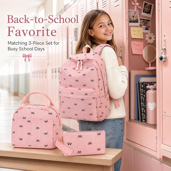 LEDAOU Backpack for Girls School Bag Kids Bookbag Teen Backpack Set Daypack with Lunch Bag and Pencil Case | Kids