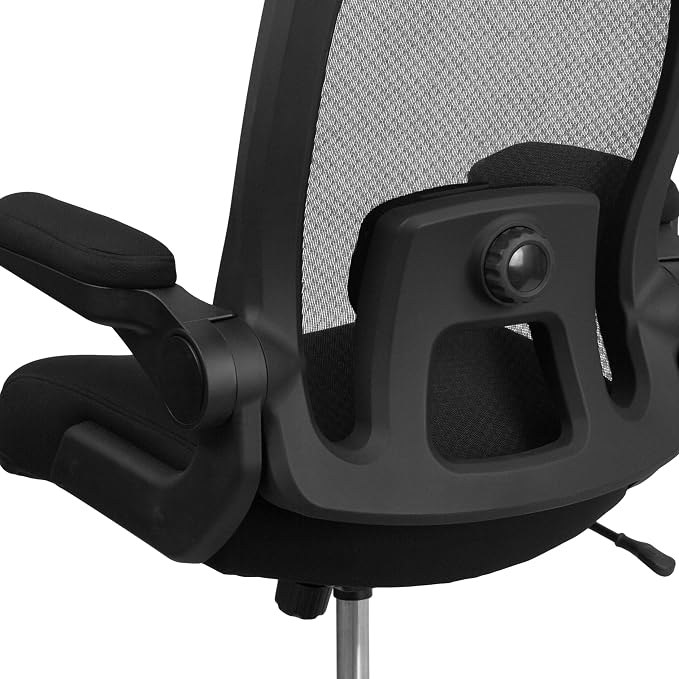 Flash Furniture Big & Tall Mesh Swivel Office Chair, Black | Mesh Back, Lumbar and Back Support, Flip-Up Arms