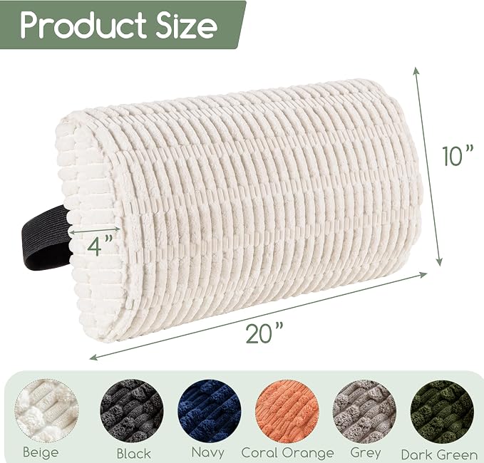 Lumbar Support Pillow for Recliner Chair/Office Chair/Couch, Memory Foam Back Support Cushion with Adjustable Strap, Recliner Cushions for Lower Back Pain Relief, Sleeping, Washable Cover, Beige