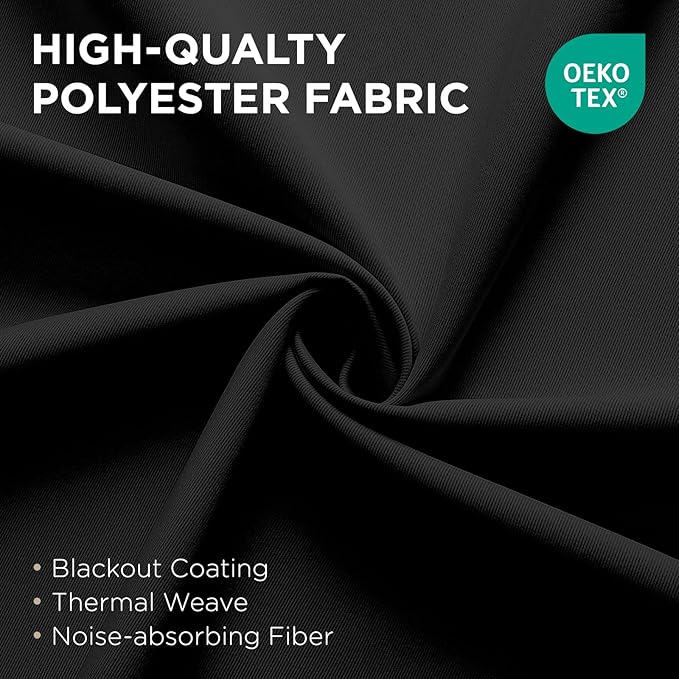 Joydeco Blackout Patio Sliding Door Curtains 72 Inches Long, Grommet Privacy Room Divider Curtains, Extra Wide Thermal Blackout Drapes for Bedroom Living Room (Black, 60Wx72L, 1 Panel)