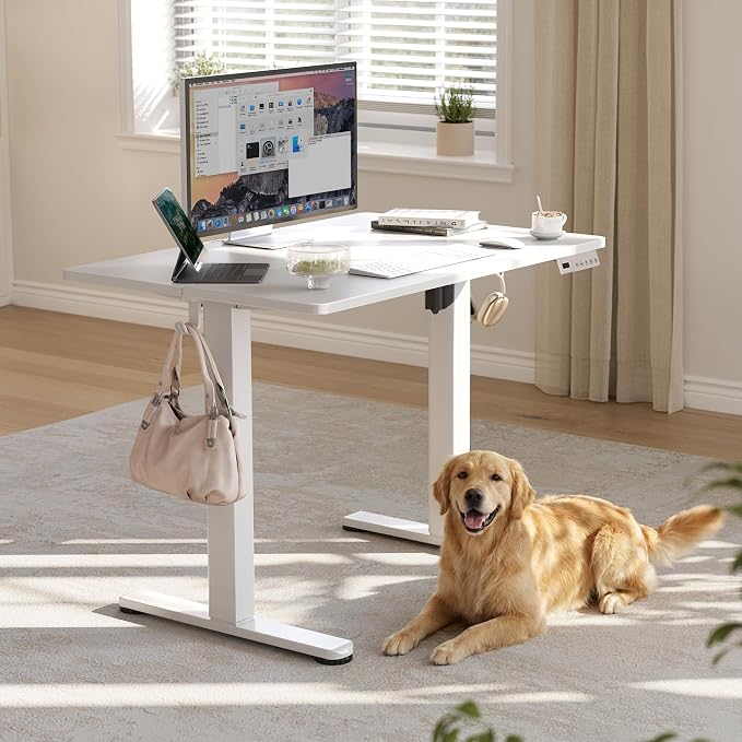 YDN Electric Standing Desk, 40 x 24 Inches Adjustable Height Stand up Desk with Cable Management, Home Office Desks with Splice Board & Frame, Warm White