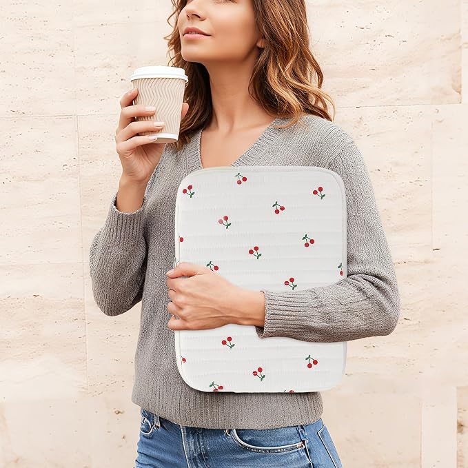 Puffy Laptop Sleeve 13-15.6 Inch Cute Quilted Laptop Protective Case Padded Floral Computer Sleeve for MacBook (B-Cherry, 15 Inch)