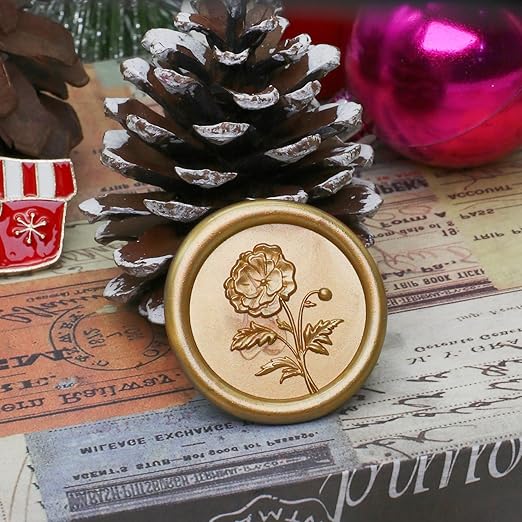 SWANGSA Wax Seal Kit, 3D Flower Stamp with 200pcs Sealing Wax Beads, Great for Embellishment of Wedding Invitations, Wine Packages, Gift Wraps