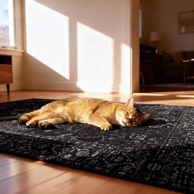 Office Chair Mat for Hardwood Floor, 48"x60" Desk Chair Mat for Home Office, Anti-Slip Under Desk Mat Rug for Rolling Chair,Floor Protector Washable Rugs for Gaming Chairs-Black