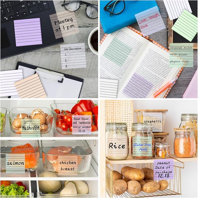 3x3 Inch Transparent Sticky Notes 300 Sheets, Clear Translucent Lined Self-Adhesive Memo See Through Reminder Pad for Office School Students Planners Journals Bible Supplies (Dark Morandi)