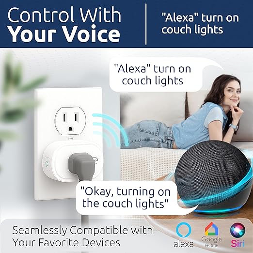 Smart Plug Energy Monitoring | Compatible with Alexa, Google Home Assistant, iPhone, Siri, Android, Power Tracking 15A 1800W, No Hub Required Energy Monitoring Outlet (Energy Monitoring, 2)