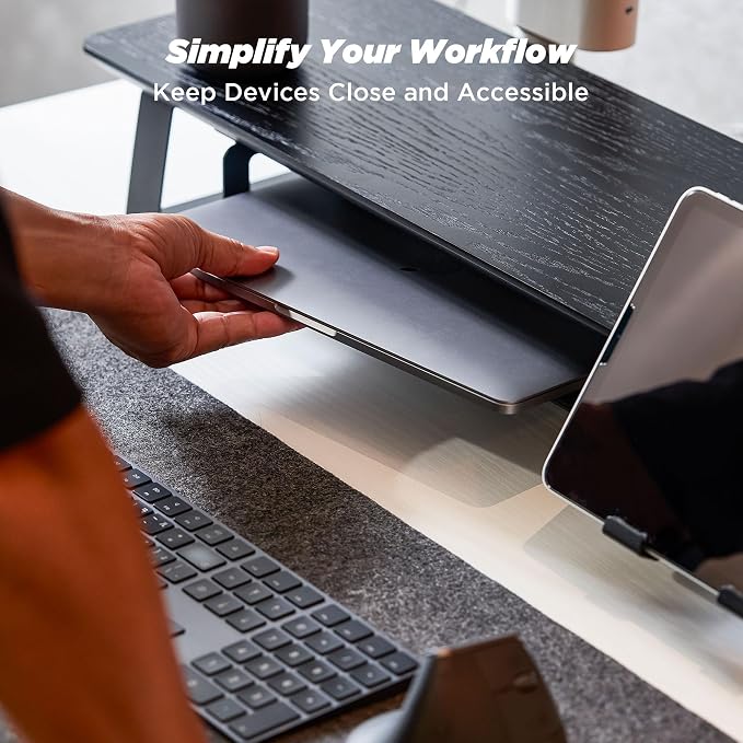 Moodular Storage Tray Add-On for Slide Rails, Do Not Use Alone | Accessory Only, Steel with Felt Lining, Anti-Scratch, Custom-Fit Positioning, Clutter-Free Workspace, Black, MSA-TR