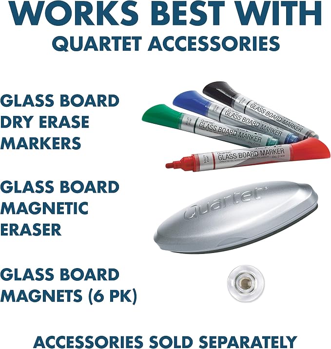 Quartet Glass Whiteboard, Magnetic Dry Erase Board, 8-1/2" x 11", with Customizable Templates, White Dry Erase Surface, Infinity (GI8511)