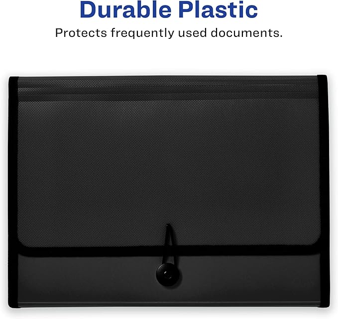 Avery Expanding File Folder Organizer, 13-Pocket Accordion File Organizer, Black, Holds 425 Letter/A4-Size Sheets (73553)