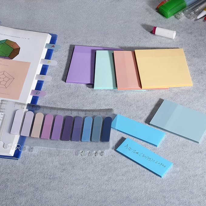 Pastel Transparent Sticky Notes, 550 Sheets Morandi Clear Sticky Tabs, Translucent Page Flags Book Markers Stickers, Bible Journaling Study Office School Supplies