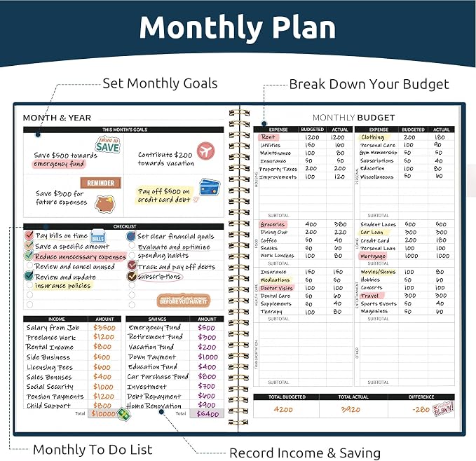 Budget Planner - Monthly Budget Book with Expense Tracker Notebook, Undated Bill Organizer & Finance Planner to Take Control of Your Money, Account Book to Manage Your Finances-Golden Flutter