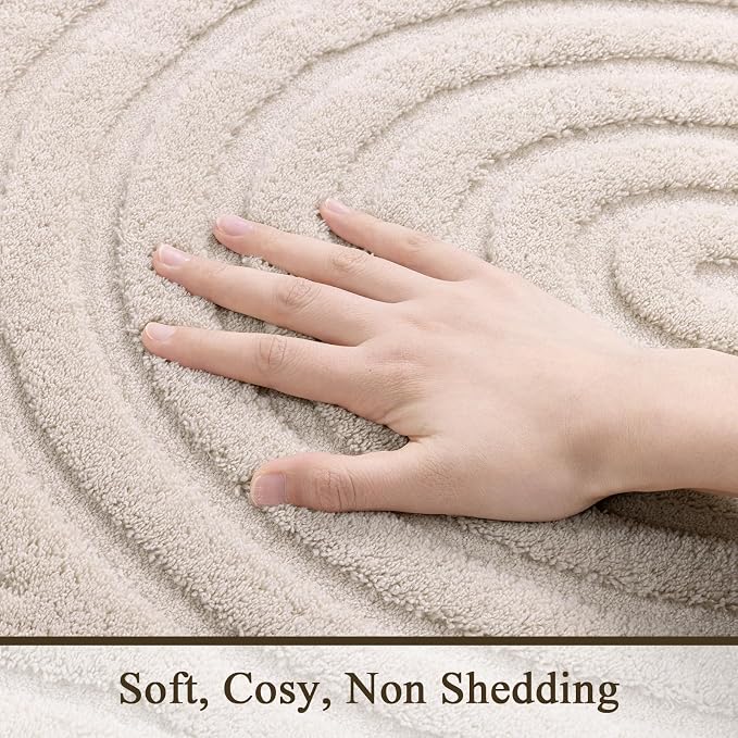 SHACOS Soft Cozy Fluffy Arch Pattern High Low Pile Area Rugs 10'x14' Large Non Slip Washable Modern Geometric Rug Scandinavian Minimalist Carpet for Living Room Bedroom Dining Room, Beige